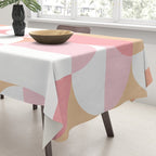 Mid-Mod geometric sun and moon pattern - Peachy Pink pastels Tablecloth Gallery Image 3