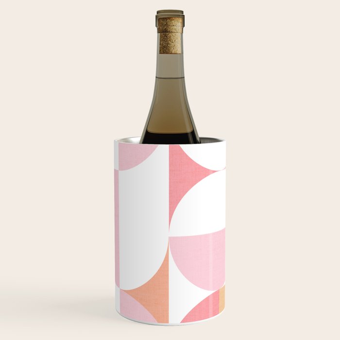 Mid-Mod geometric sun and moon pattern - Peachy Pink pastels Wine Chiller Gallery Image 1
