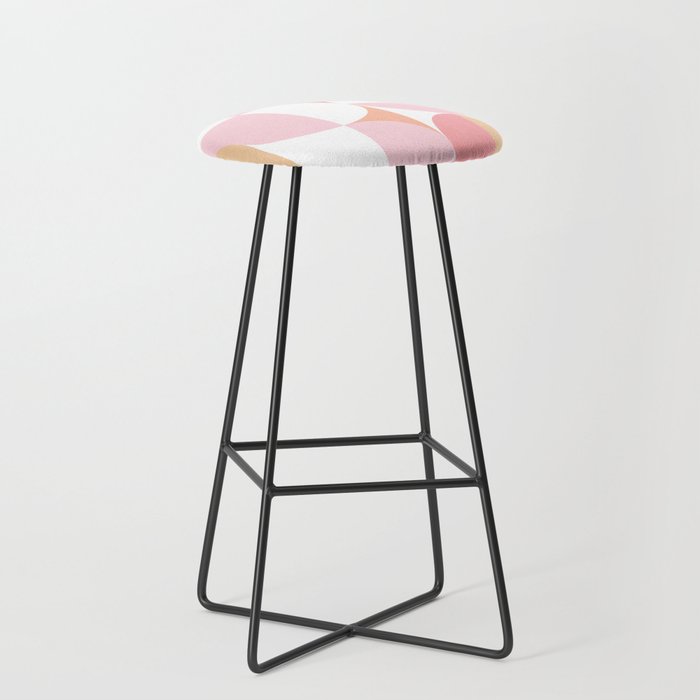 Mid-Mod geometric sun and moon pattern - Peachy Pink pastels Stool Gallery Image 1
