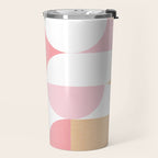 Mid-Mod geometric sun and moon pattern - Peachy Pink pastels Travel Mug Gallery Image 2