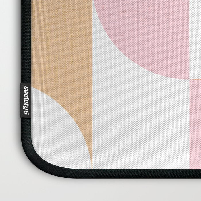 Mid-Mod geometric sun and moon pattern - Peachy Pink pastels Laptop Sleeve Gallery Image 3