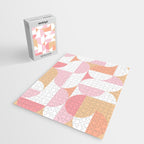 Mid-Mod geometric sun and moon pattern - Peachy Pink pastels Jigsaw Puzzle Gallery Image 2