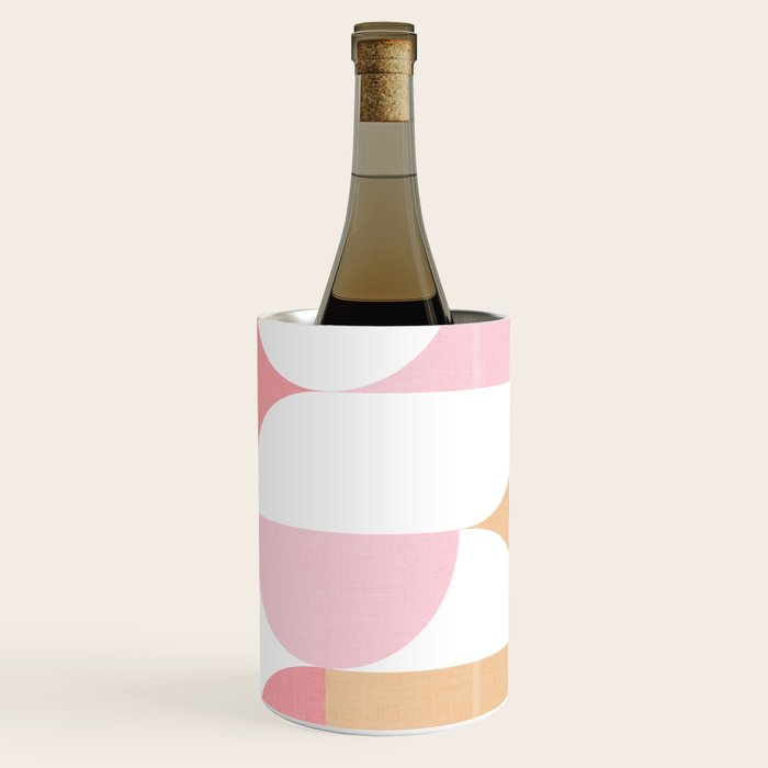 Mid-Mod geometric sun and moon pattern - Peachy Pink pastels Wine Chiller Gallery Image 3