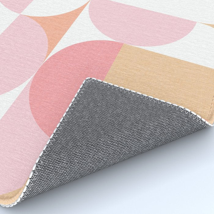 Mid-Mod geometric sun and moon pattern - Peachy Pink pastels Rug Gallery Image 4