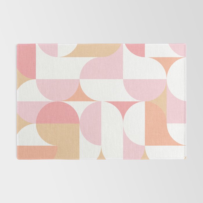 Mid-Mod geometric sun and moon pattern - Peachy Pink pastels Rug Gallery Image 2