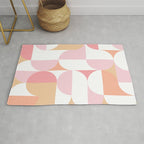 Mid-Mod geometric sun and moon pattern - Peachy Pink pastels Rug Gallery Image 1