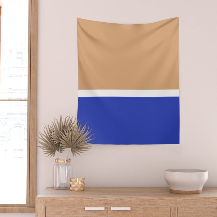 Color Block IX Peach Orange Blue Wall Tapestry Gallery Image 2