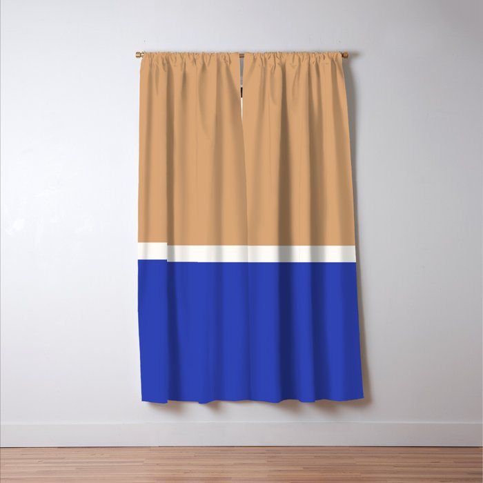 Color Block IX Peach Orange Blue Window Curtain Gallery Image 3