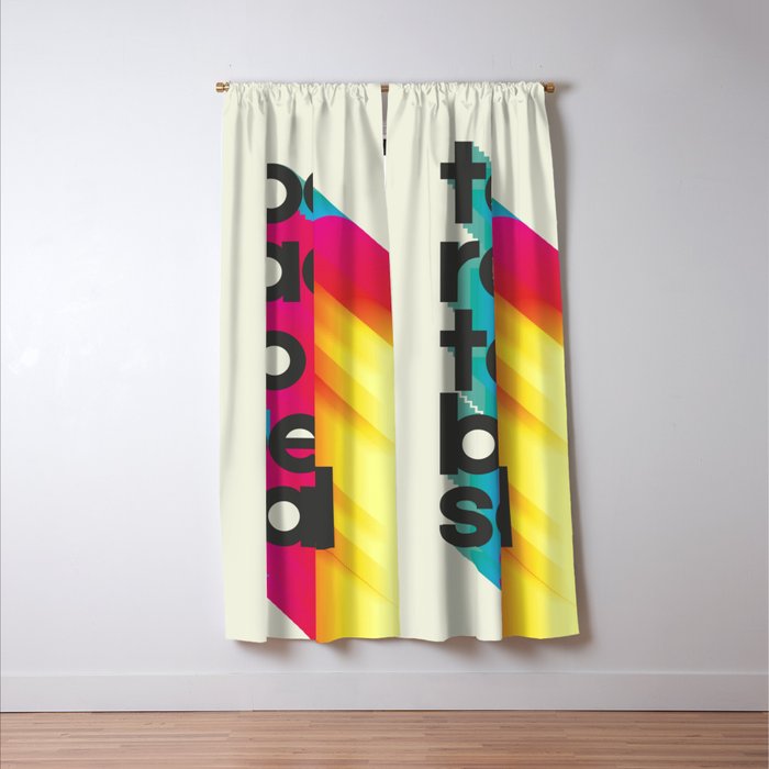 Too Rad To Be Sad - neon rainbow Window Curtain Gallery Image 3