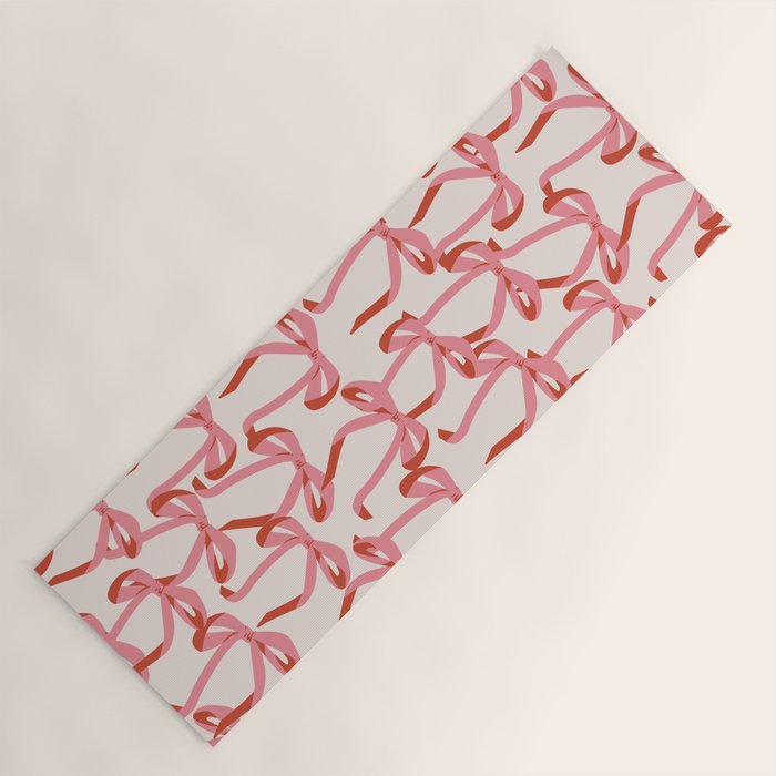 Pink Champagne Coquette Bows Yoga Mat Gallery Image 1