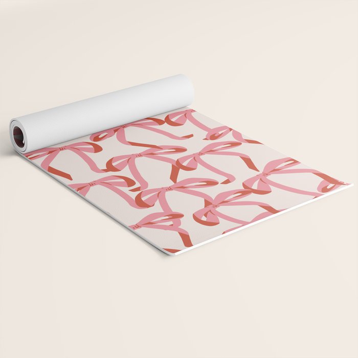 Pink Champagne Coquette Bows Yoga Mat Gallery Image 2