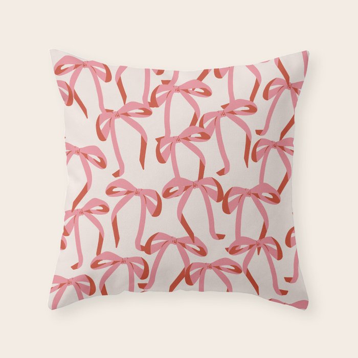 Pink Champagne Coquette Bows Throw Pillow Gallery Image 6