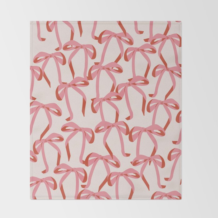 Pink Champagne Coquette Bows Throw Blanket Gallery Image 2