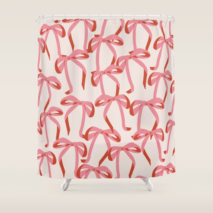 Pink Champagne Coquette Bows Shower Curtain Gallery Image 1