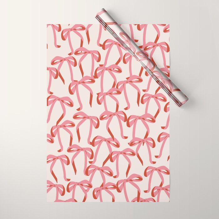 Pink Champagne Coquette Bows Wrapping Paper Gallery Image 1