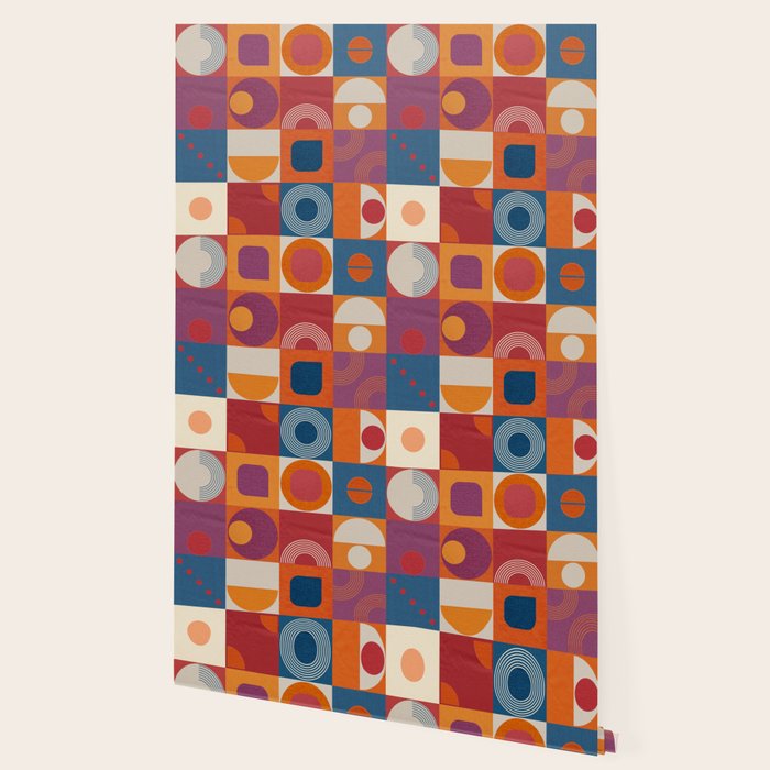 Retro Geo Textile Mid Century Pattern Wallpaper Gallery Image 2