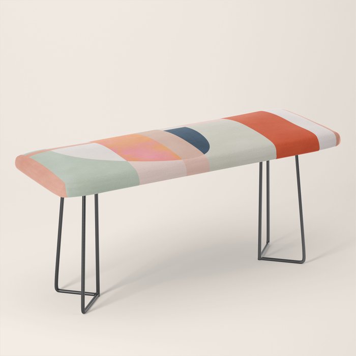 shapes modern mid-century peach pink coral mint Bench Gallery Image 1