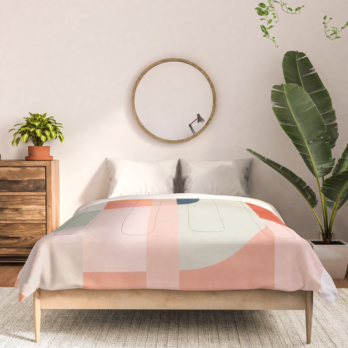 shapes modern mid-century peach pink coral mint Comforter Gallery Image 3