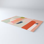 shapes modern mid-century peach pink coral mint Rug Gallery Image 3