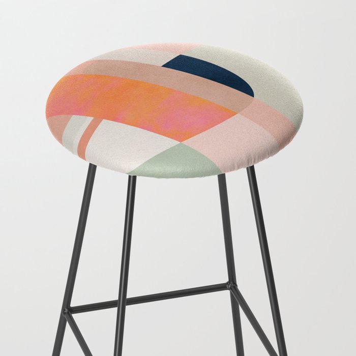 shapes modern mid-century peach pink coral mint Stool Gallery Image 2