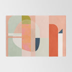 shapes modern mid-century peach pink coral mint Rug Gallery Image 2