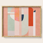 shapes modern mid-century peach pink coral mint Serving Tray Gallery Image 1