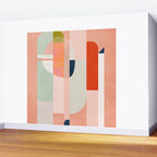 shapes modern mid-century peach pink coral mint Wall Mural Gallery Image 2