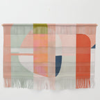 shapes modern mid-century peach pink coral mint Wall Hanging Gallery Image 1