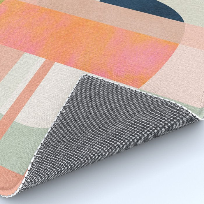 shapes modern mid-century peach pink coral mint Rug Gallery Image 4