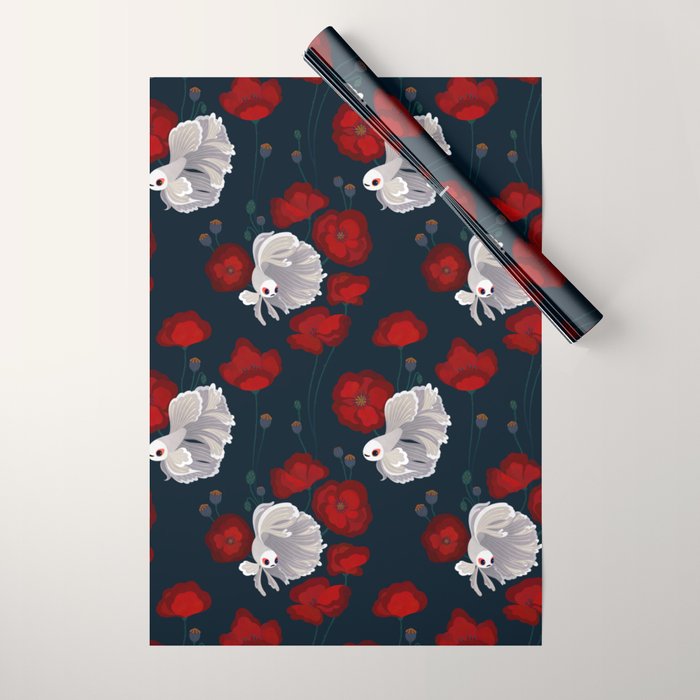 Bettas and Poppies Wrapping Paper Gallery Image 1