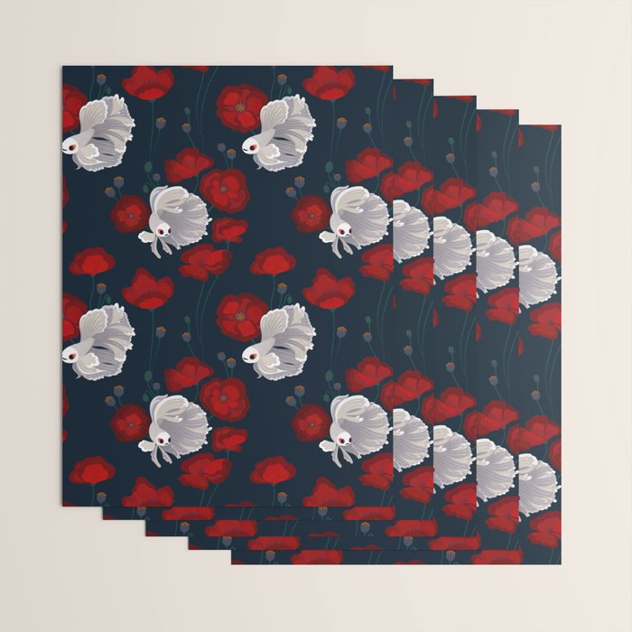 Bettas and Poppies Wrapping Paper Gallery Image 3