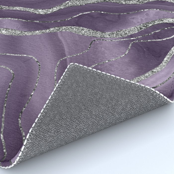 Lavender Agate Silver Glitter Glam #1 (Faux Glitter) #marble #decor #art #society6 Rug Gallery Image 4