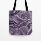 Lavender Agate Silver Glitter Glam #1 (Faux Glitter) #marble #decor #art #society6 Tote Bag Gallery Image 1