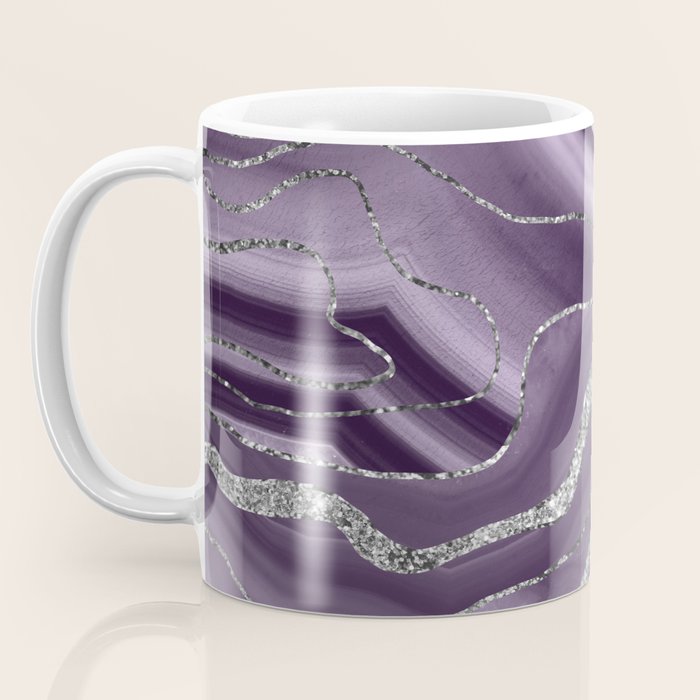 Lavender Agate Silver Glitter Glam #1 (Faux Glitter) #marble #decor #art #society6 Coffee Mug Gallery Image 3