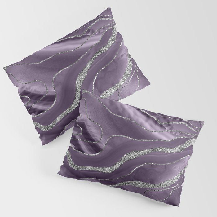 Lavender Agate Silver Glitter Glam #1 (Faux Glitter) #marble #decor #art #society6 Pillow Sham Gallery Image 3