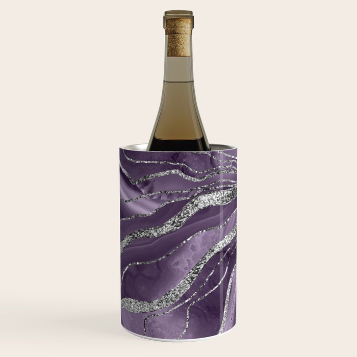 Lavender Agate Silver Glitter Glam #1 (Faux Glitter) #marble #decor #art #society6 Wine Chiller Gallery Image 3