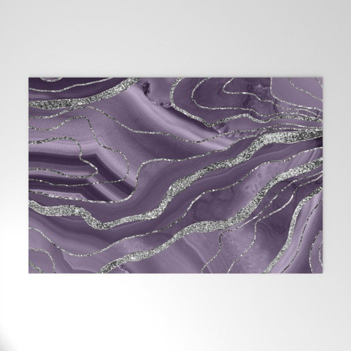 Lavender Agate Silver Glitter Glam #1 (Faux Glitter) #marble #decor #art #society6 Welcome Mat Gallery Image 1