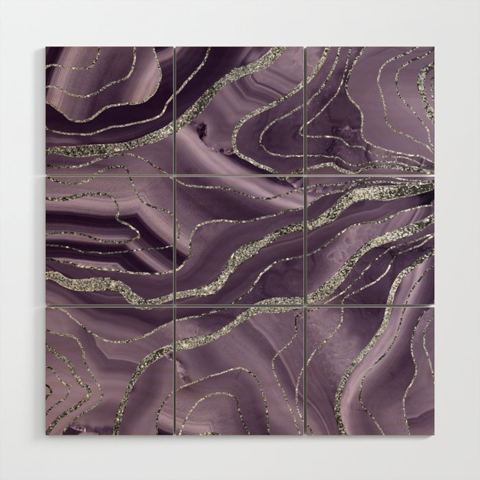 Lavender Agate Silver Glitter Glam #1 (Faux Glitter) #marble #decor #art #society6 Wood Wall Art Gallery Image 1