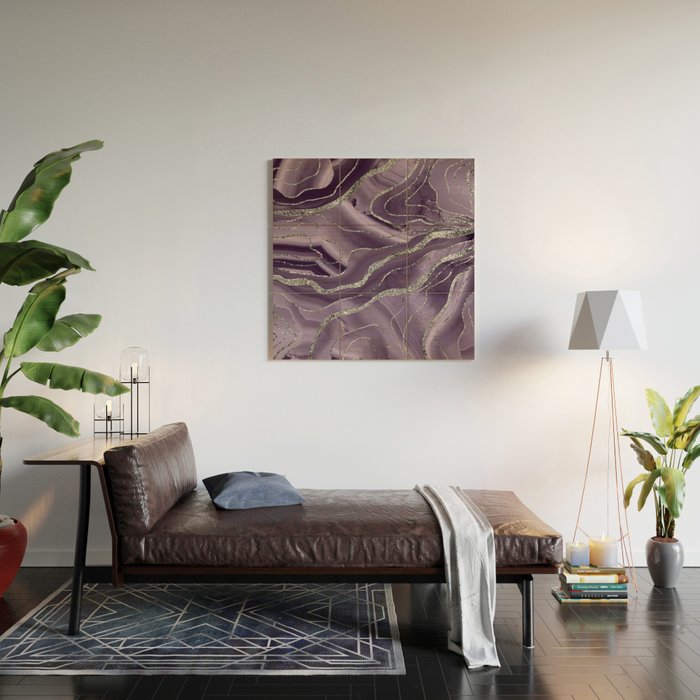 Lavender Agate Silver Glitter Glam #1 (Faux Glitter) #marble #decor #art #society6 Wood Wall Art Gallery Image 2