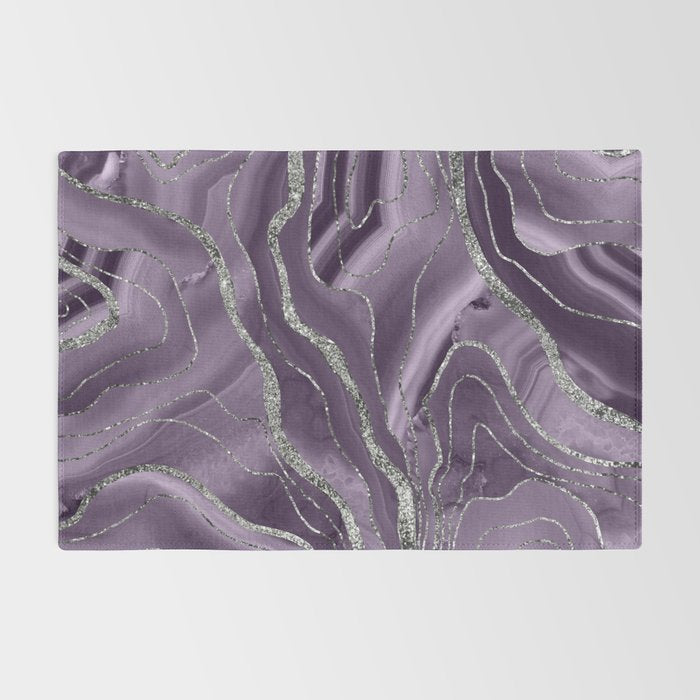 Lavender Agate Silver Glitter Glam #1 (Faux Glitter) #marble #decor #art #society6 Rug Gallery Image 2