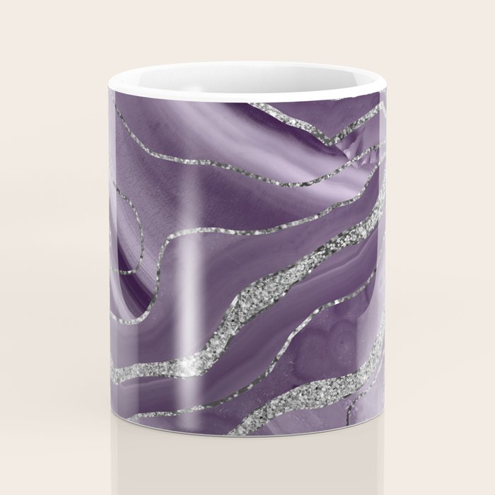 Lavender Agate Silver Glitter Glam #1 (Faux Glitter) #marble #decor #art #society6 Coffee Mug Gallery Image 4