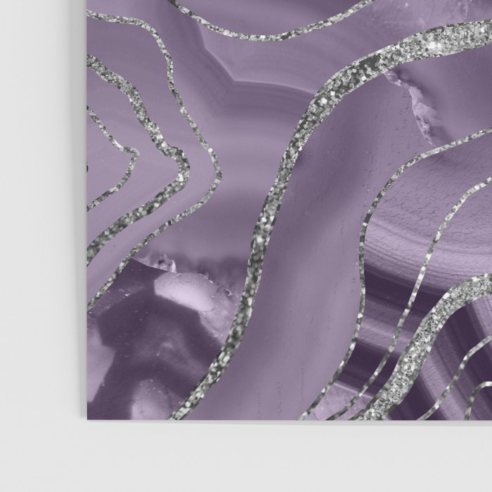 Lavender Agate Silver Glitter Glam #1 (Faux Glitter) #marble #decor #art #society6 Poster Gallery Image 3