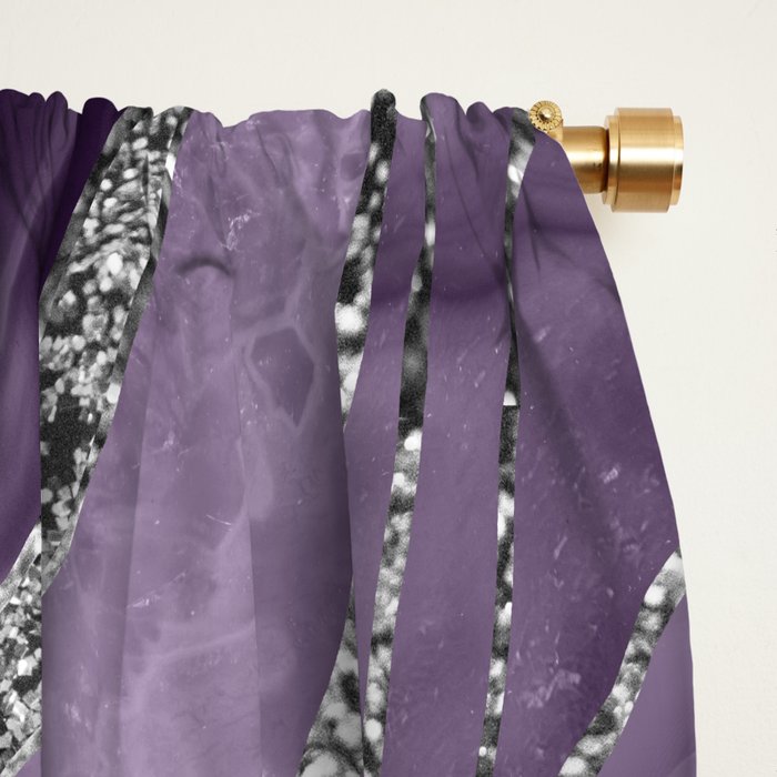 Lavender Agate Silver Glitter Glam #1 (Faux Glitter) #marble #decor #art #society6 Window Curtain Gallery Image 2