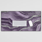 Lavender Agate Silver Glitter Glam #1 (Faux Glitter) #marble #decor #art #society6 Desk Mat Gallery Image 1