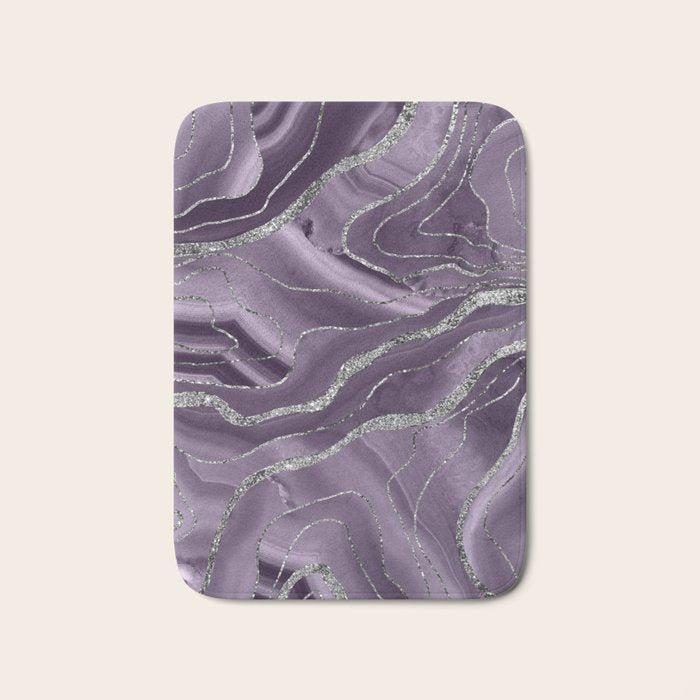 Lavender Agate Silver Glitter Glam #1 (Faux Glitter) #marble #decor #art #society6 Bath Mat Gallery Image 1