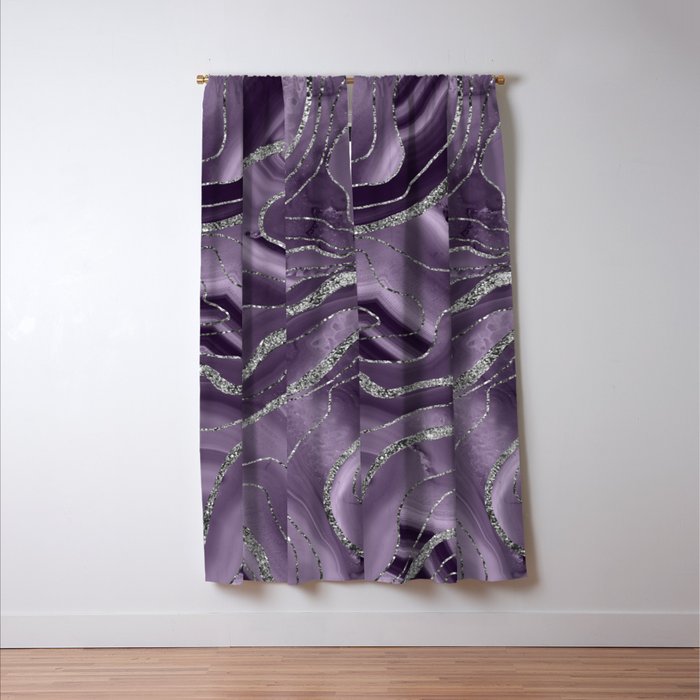 Lavender Agate Silver Glitter Glam #1 (Faux Glitter) #marble #decor #art #society6 Window Curtain Gallery Image 3
