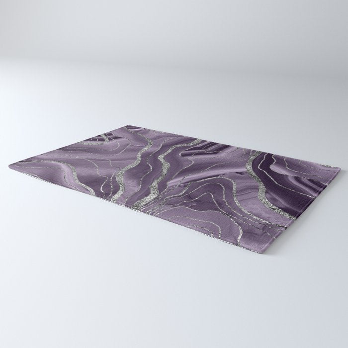 Lavender Agate Silver Glitter Glam #1 (Faux Glitter) #marble #decor #art #society6 Rug Gallery Image 3