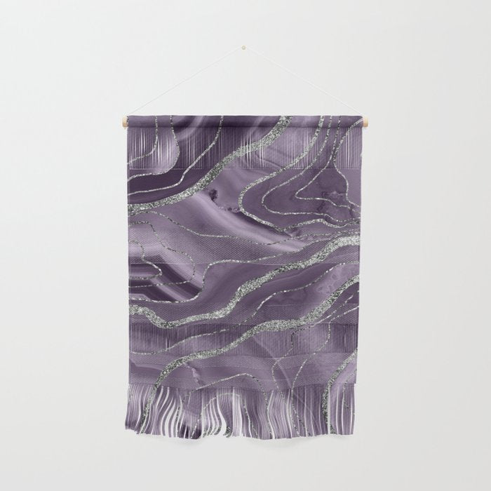 Lavender Agate Silver Glitter Glam #1 (Faux Glitter) #marble #decor #art #society6 Wall Hanging Gallery Image 1