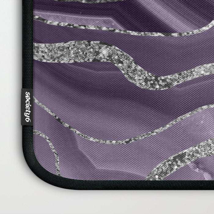 Lavender Agate Silver Glitter Glam #1 (Faux Glitter) #marble #decor #art #society6 Laptop Sleeve Gallery Image 3
