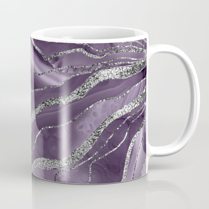 Lavender Agate Silver Glitter Glam #1 (Faux Glitter) #marble #decor #art #society6 Coffee Mug Gallery Image 1